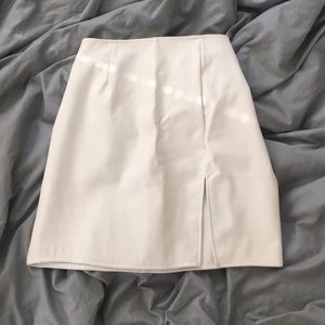 White Faux Leather Skirt